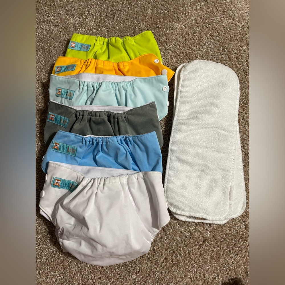 AlvaBaby Cloth Diapers, lot of 6